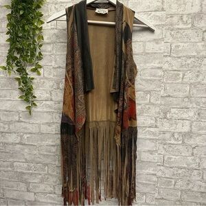 Black / Bead bohemian fringe cardigan‎ women’s size small / medium hippie